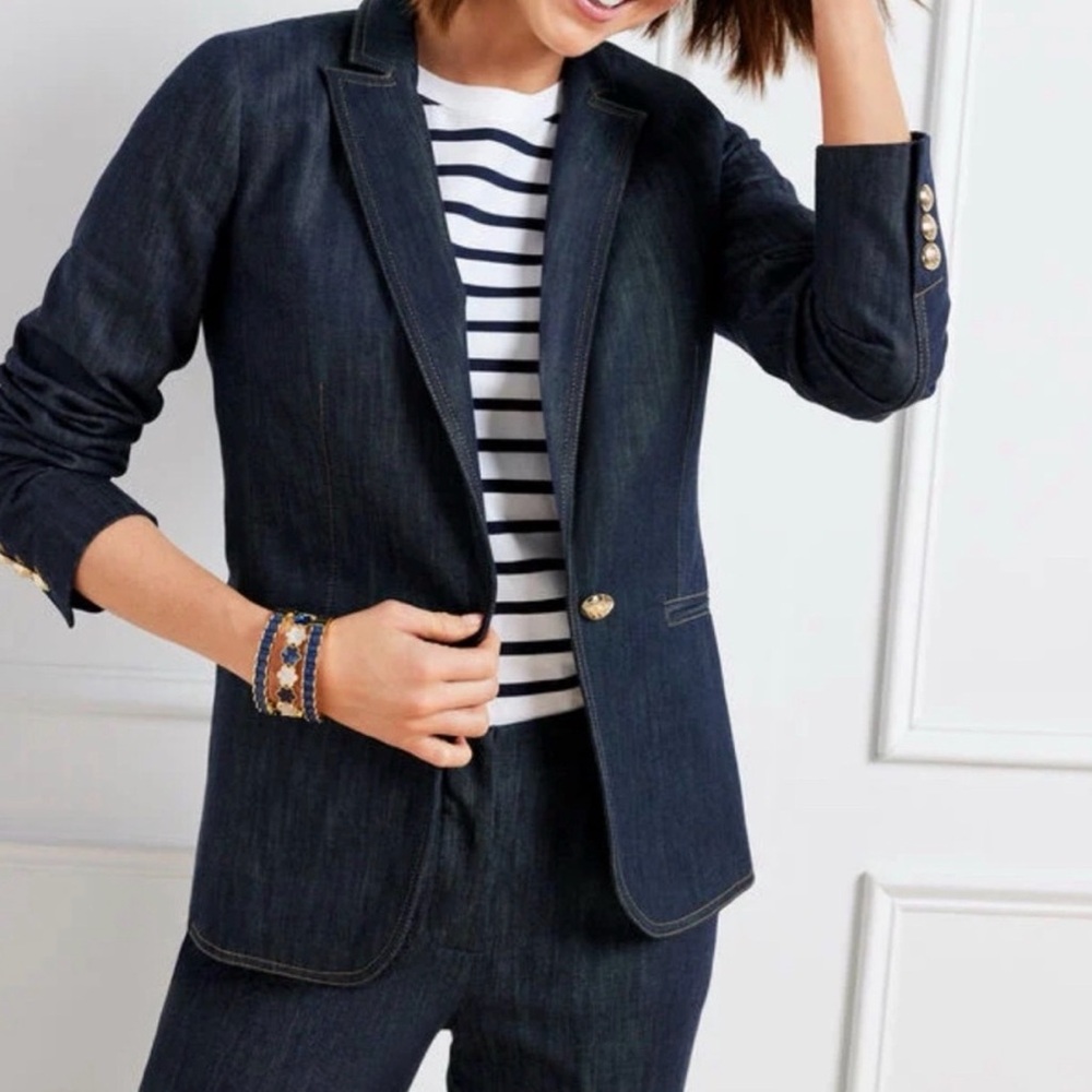 Talbots Petite Denim Jacket in Dark Blue